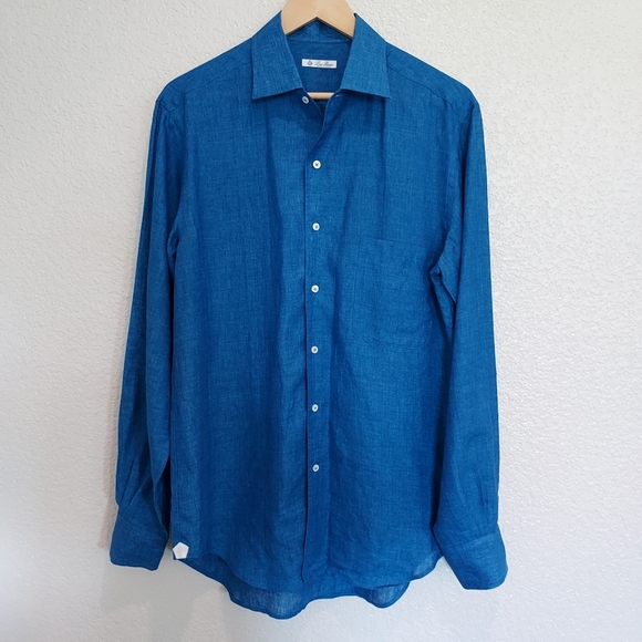 Loro Piana Tops - Loro Piana Blue Long Sleeve Button Down